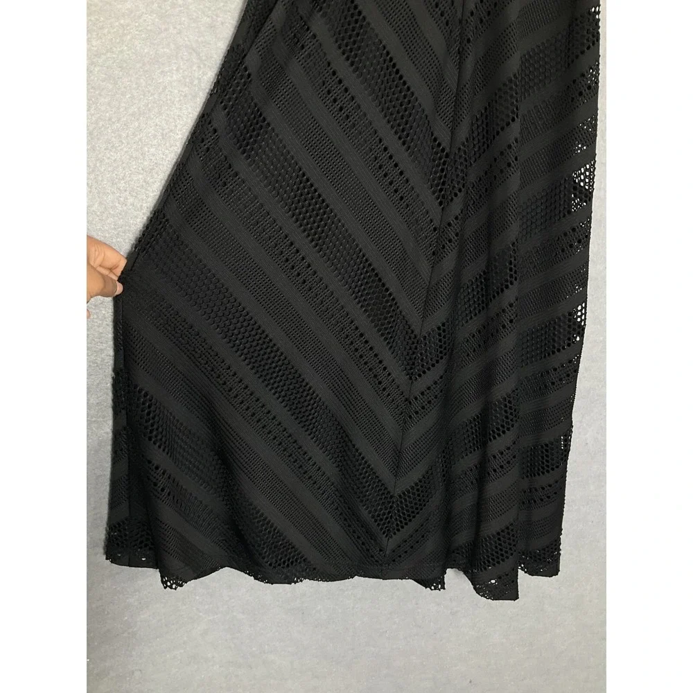 Roz & Ali Dress Womens Sz L Black Halter Cut‎ Out Eyelet Sleeveless Fit & Flare